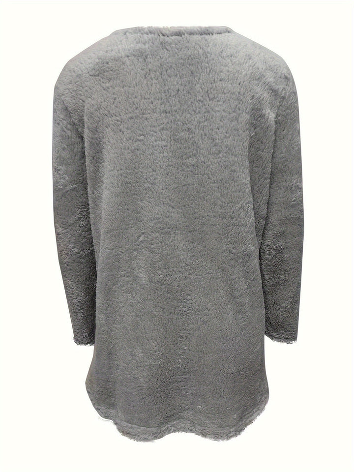 Comfortable Fleece Sweatshirt with Print - Luna-Light blue-S-The Livary