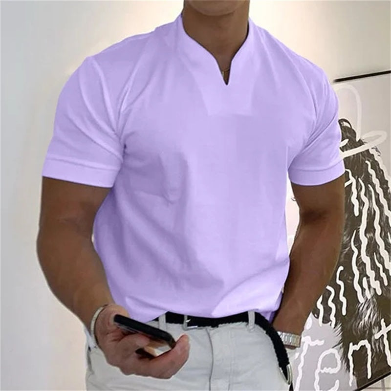 Breathable men's fitness shirt with V-neck – buy 1, get 1 free – Timo-Purple-M-The Livary