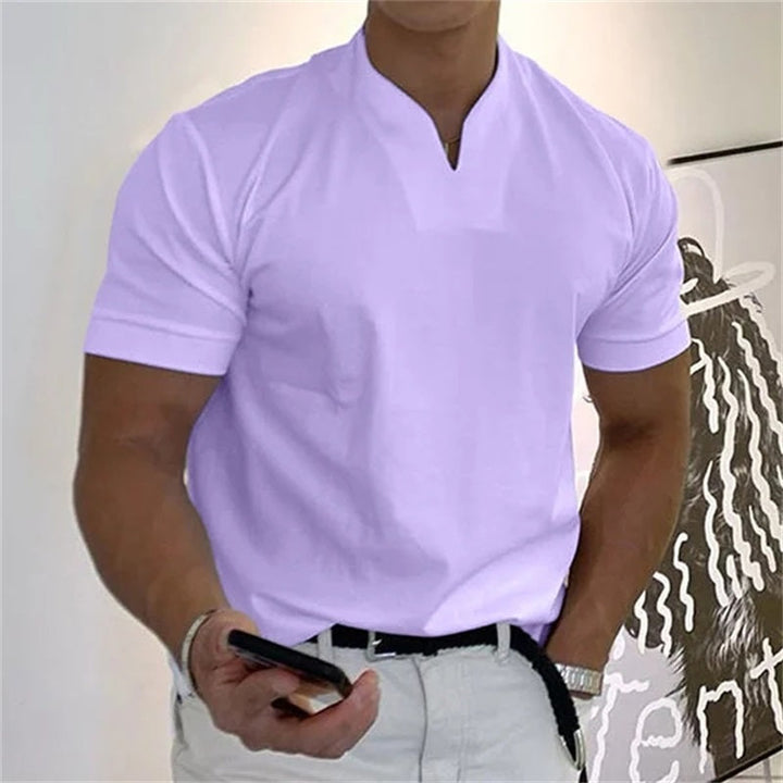 Breathable men's fitness shirt with V-neck – buy 1, get 1 free – Timo-Purple-M-The Livary