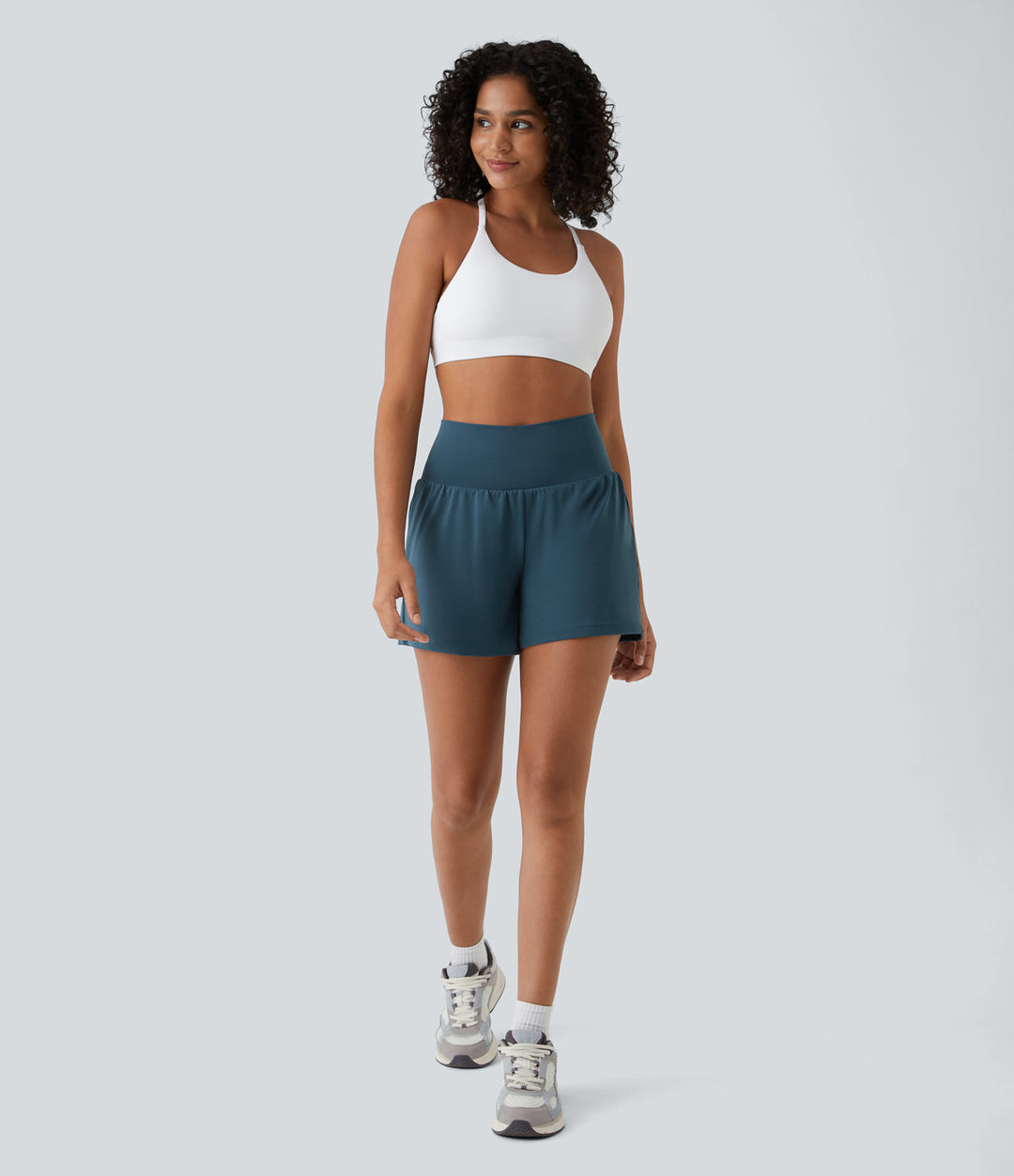 Breathable & Quick-drying High-Waist Fitness Shorts for Women – Mirabella-Turquoise blue-S-The Livary
