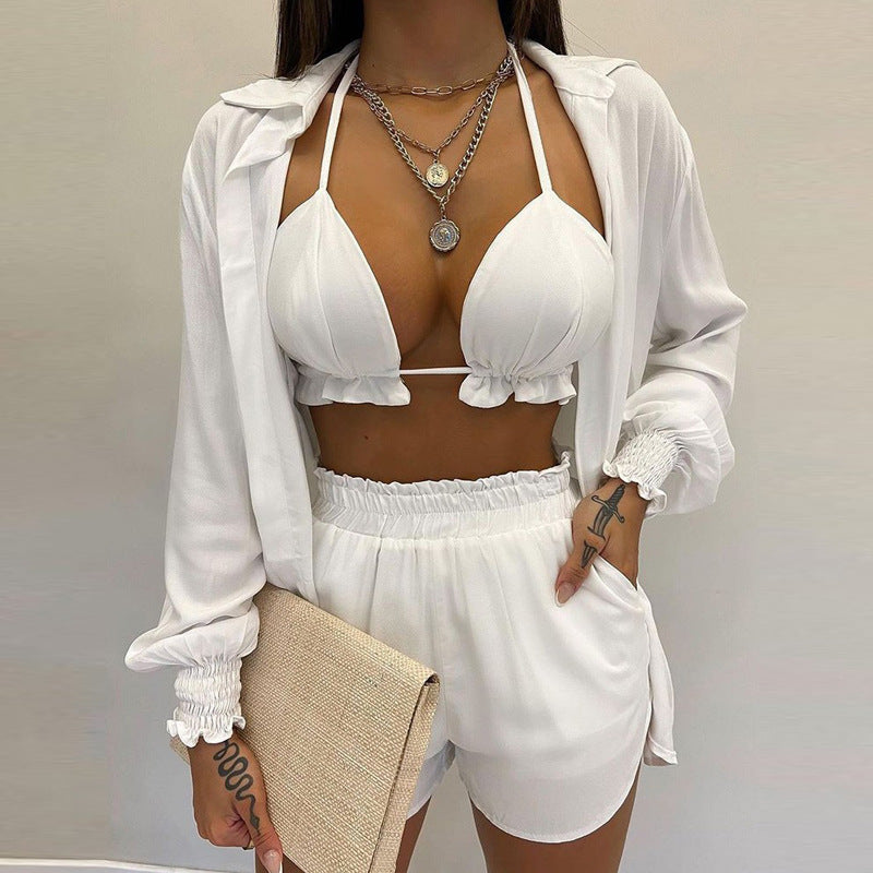Stylish 3-piece summer outfit for the beach and pool - TropenGlow-White-S-The Livary