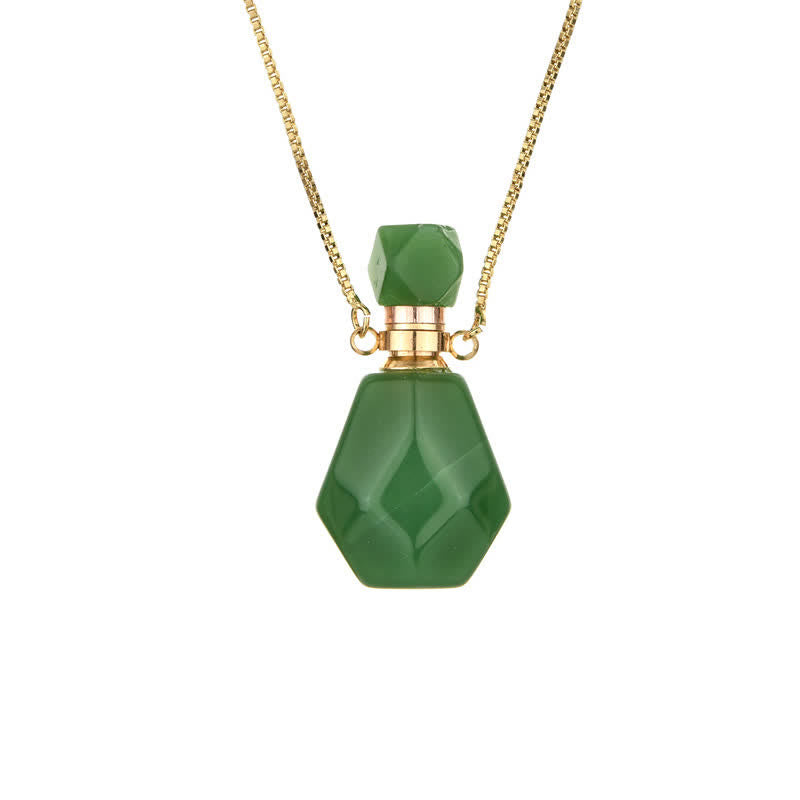 Crystal Perfume Bottle Necklace - Iris-Green Aventurine-The Livary