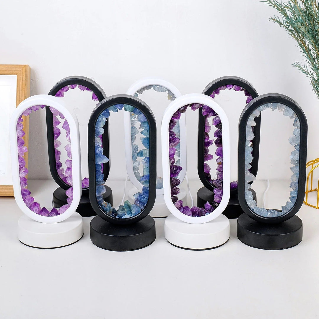 Handmade Amethyst Lamp - Serenith-Amethyst Raw Black-The Livary