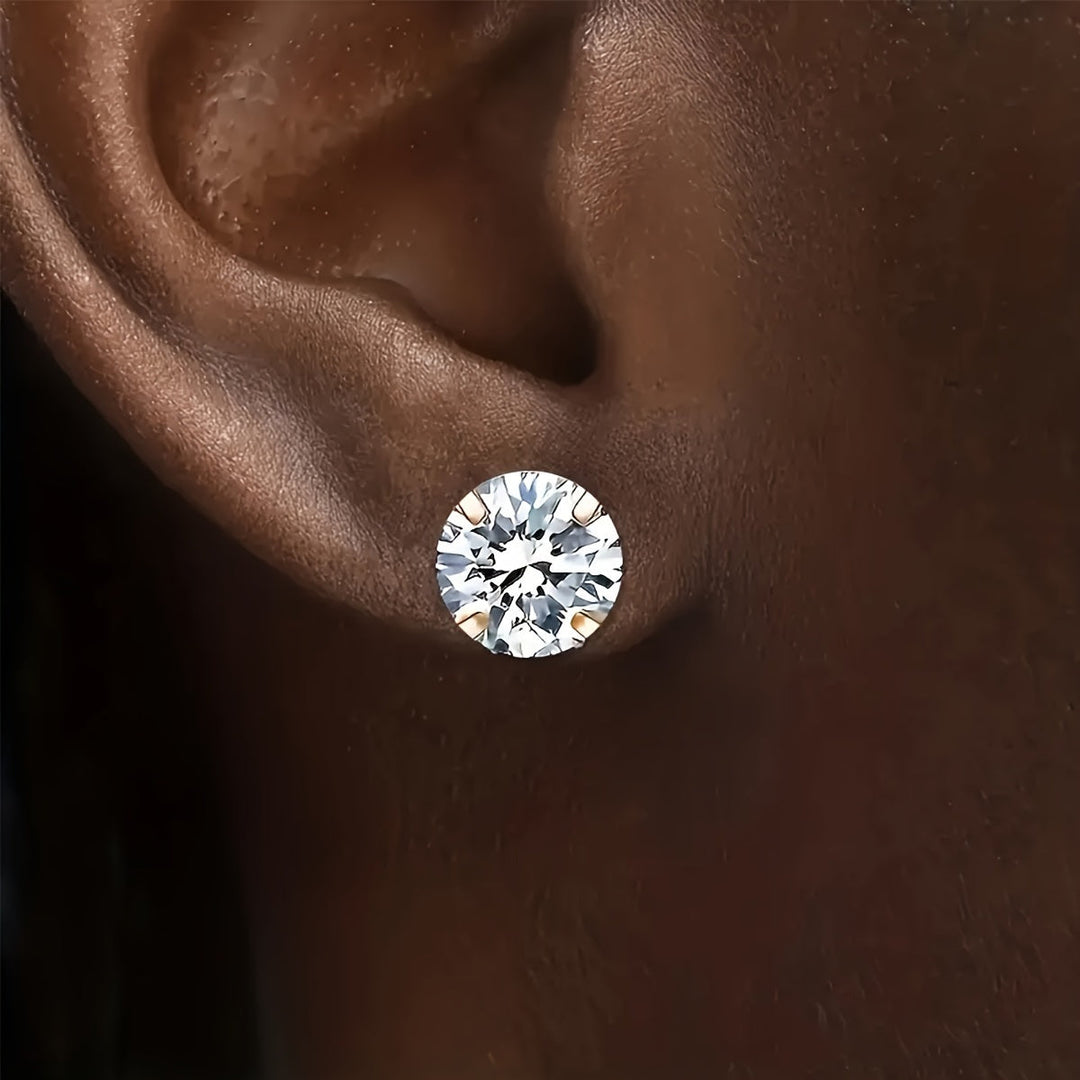 Stylish Zirconia Stud Earrings made of Titanium Steel - Lumen-0.12 IN 1 Pair-The Livary