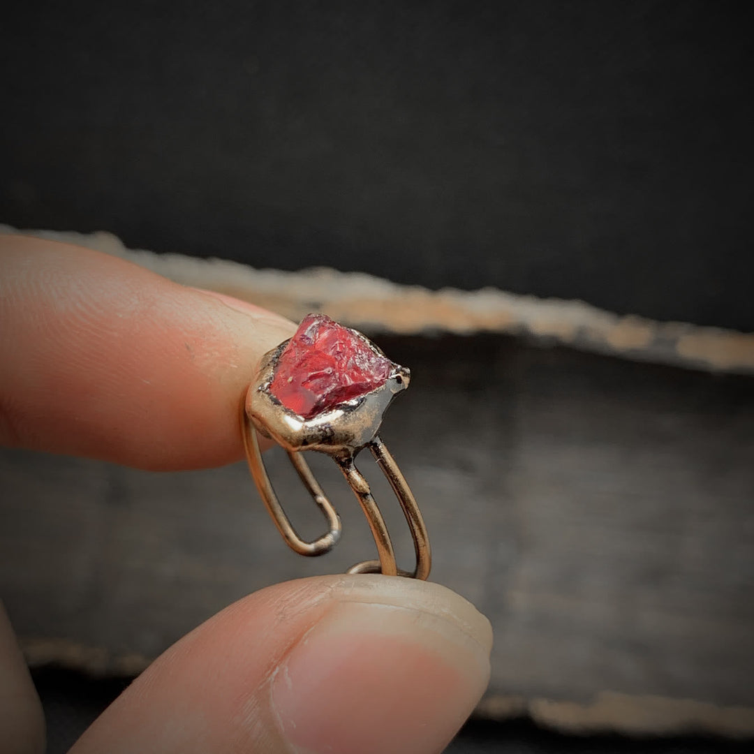 Natural Raw Birthstone Ring - Selina-January & Pomegranate-The Livary
