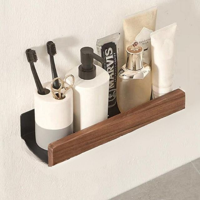 Solid Wood Bathroom Shelf – WoodaFix-Brown-S (20cm)-The Livary
