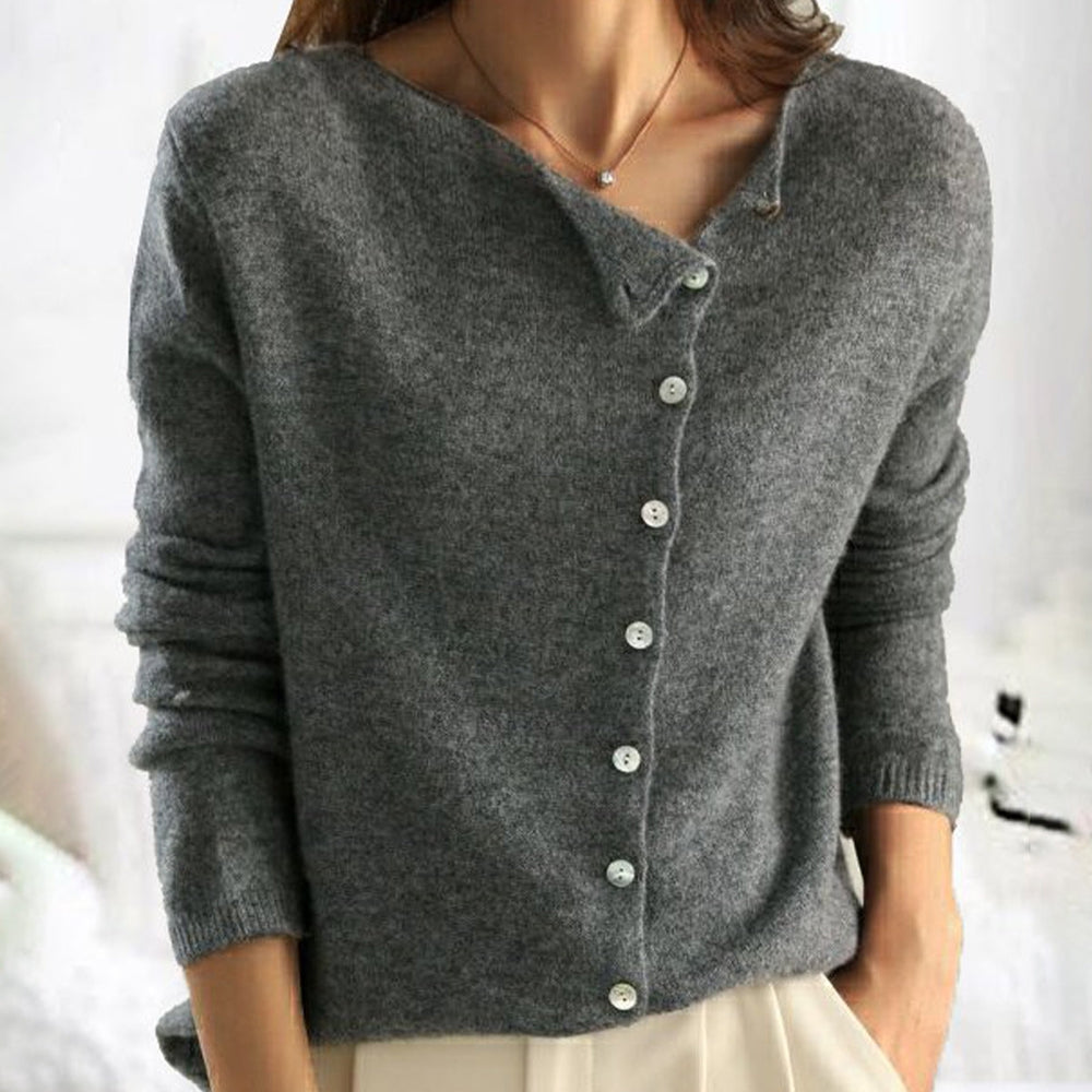 Trendy Women's Sweater with V-Neck - Sienna-Gray-XS-The Livary