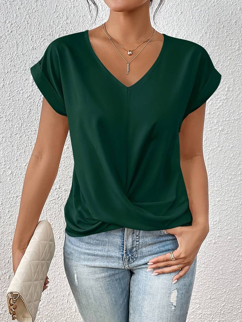Short-Sleeved Women's T-Shirt – Romy-S-Green-The Livary