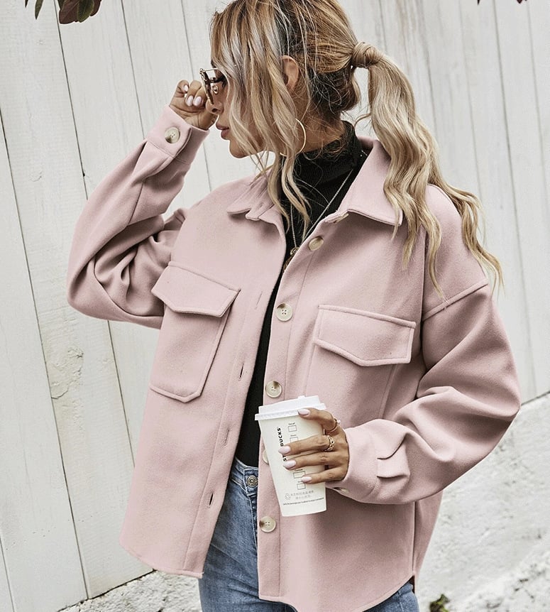 Short jacket with button placket – Elodie-Pink-S-The Livary