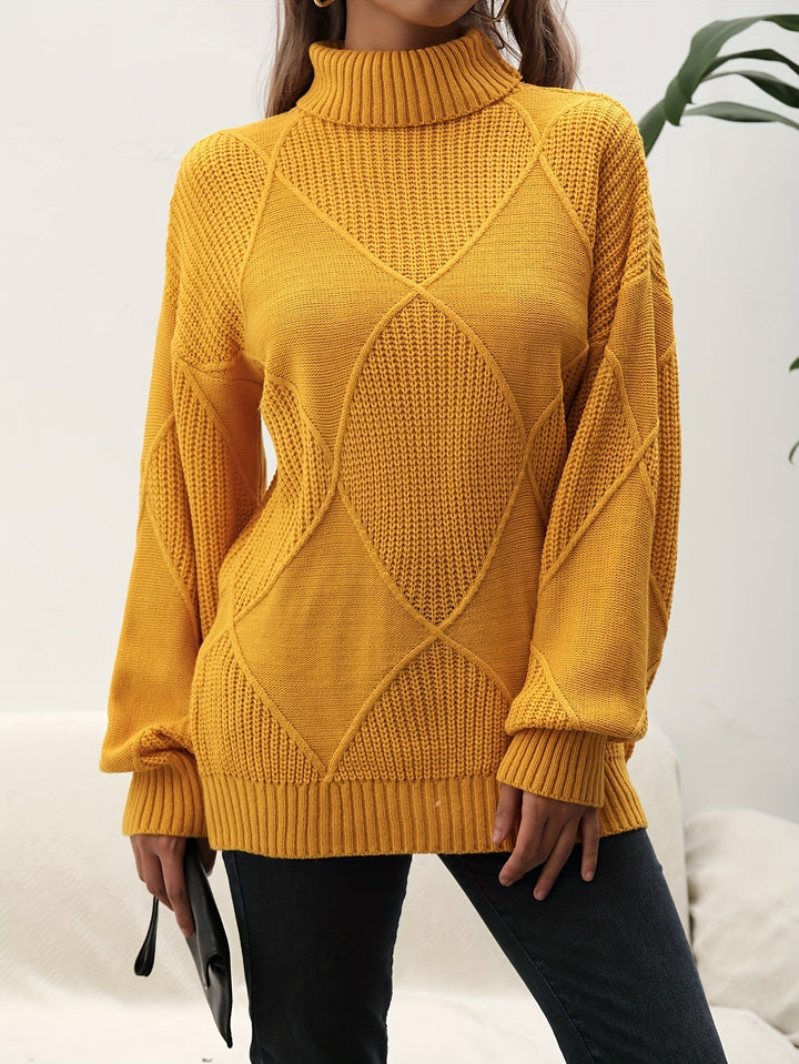 Trendy Plain Turtleneck - Selena-Yellow-S-The Livary