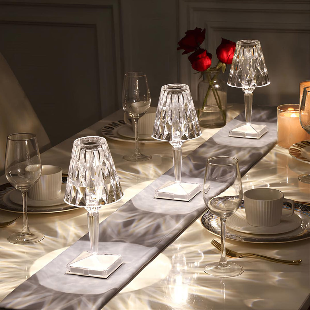 Crystal Table Lamp with Touch Control - LumeCrystal-Transparent-The Livary