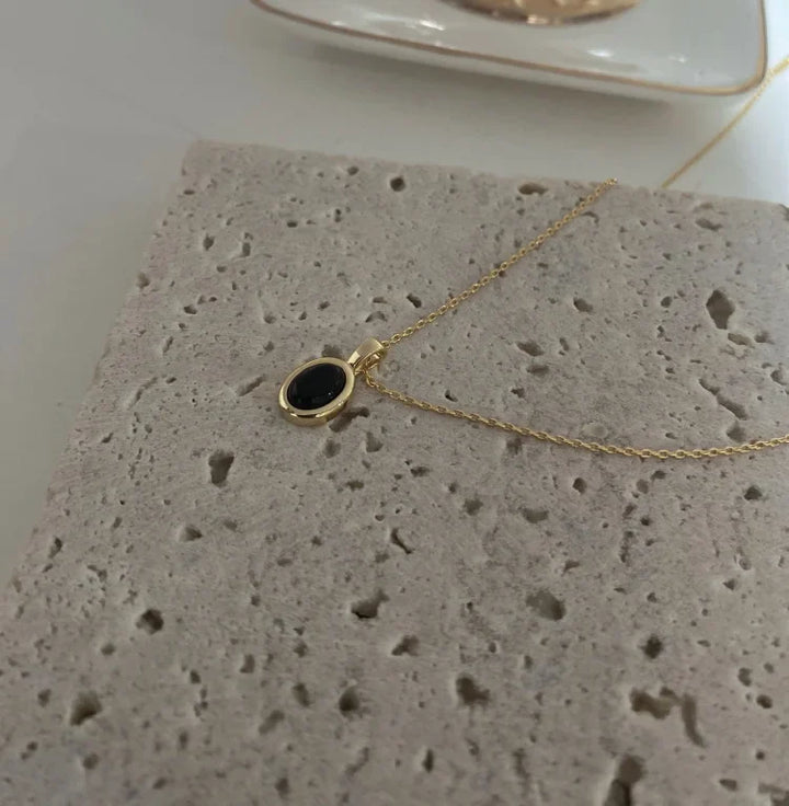 Black Onyx and Pearl Stack Necklace - Aria-The Livary