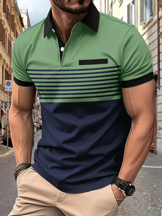 Striped summer polo shirt for men – Damian-Green-XS-The Livary