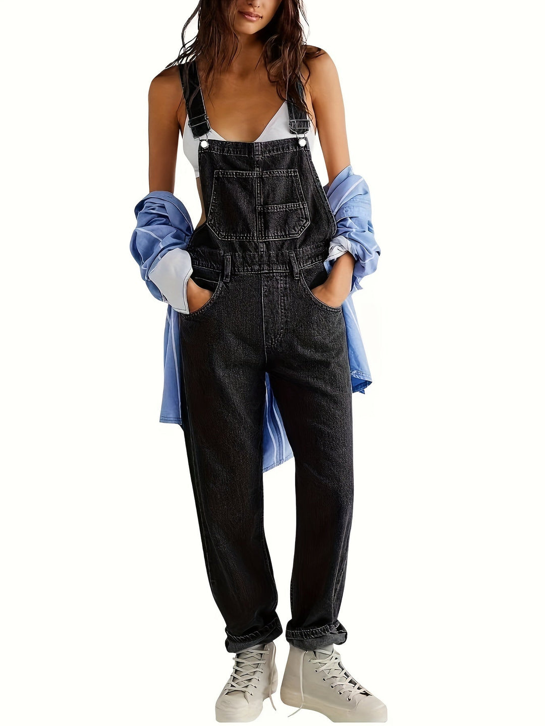 Stylish ladies' denim jumpsuit for everyday wear - CityEase-White-XS-The Livary