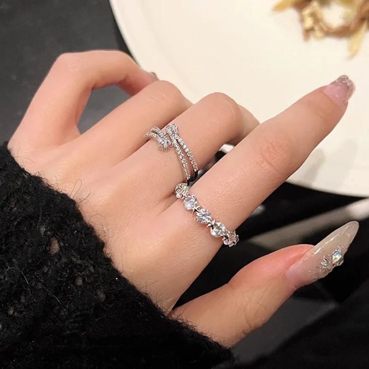 Double Layered Star Ring Set - Astrid-Multiple Stones-The Livary