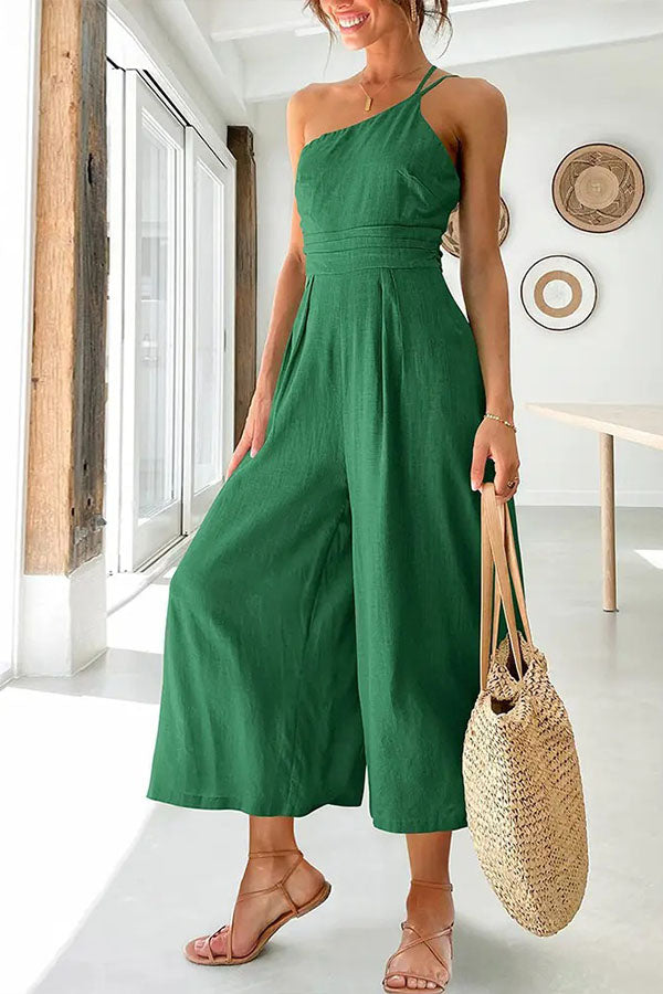 Sleeveless Women's Jumpsuit with Relaxed Fit – Mireille-Green-S-The Livary