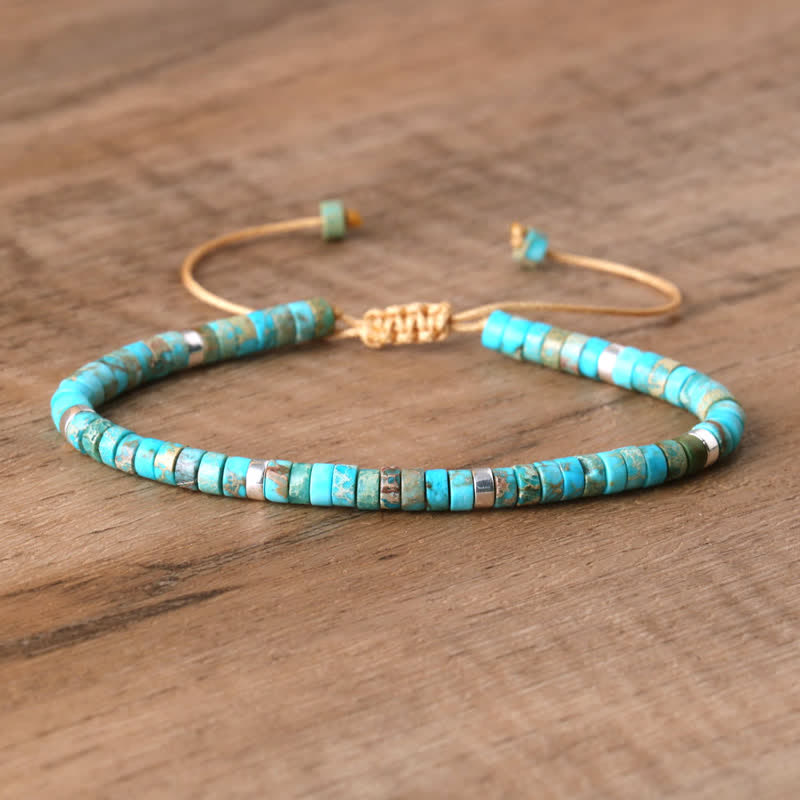 Braided Bracelet with 2.4 mm Natural Stone Rollers - Seraphina-Kaiserstein-The Livary