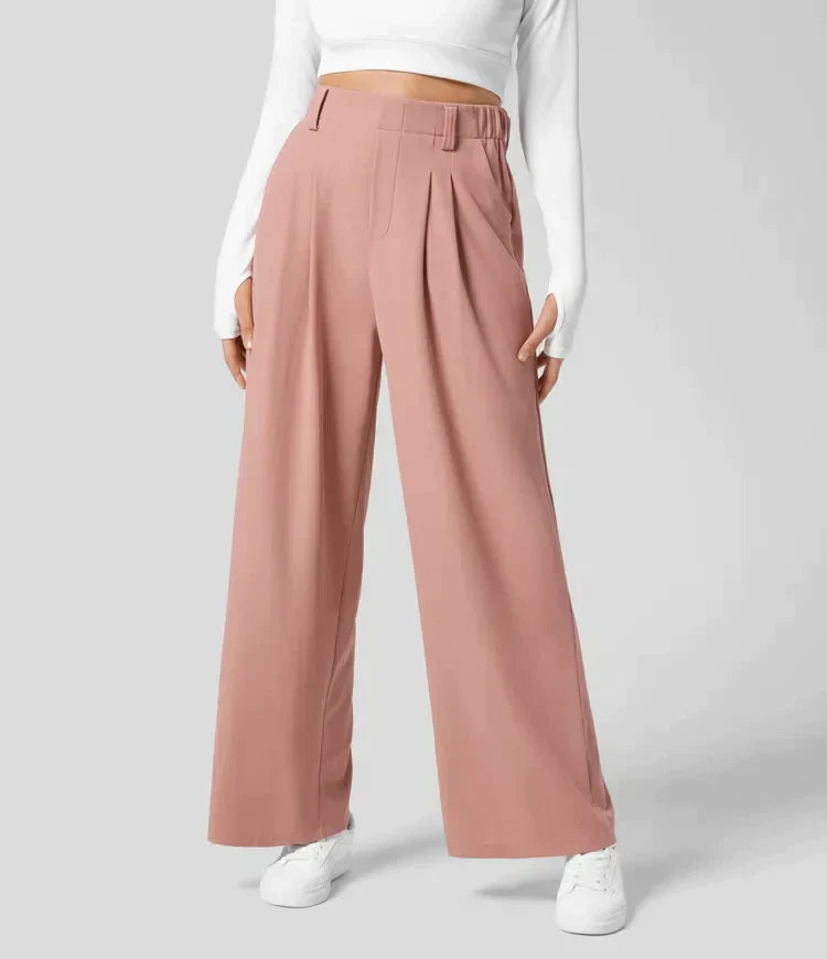 Comfy Ladies Trousers with Wide Legs - Amara-Chic Pink-XS-The Livary