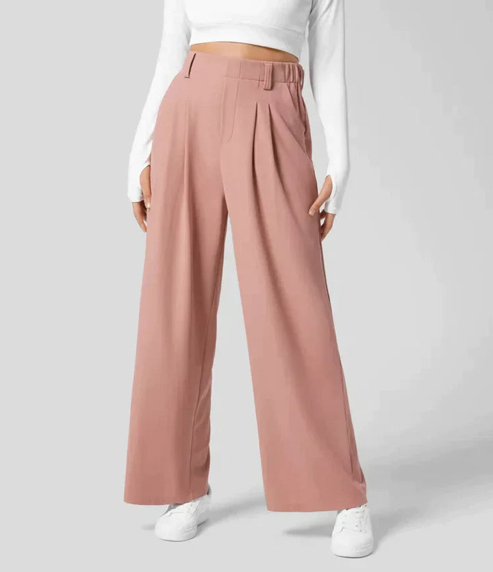Comfy Ladies Trousers with Wide Legs - Amara-Chic Pink-XS-The Livary