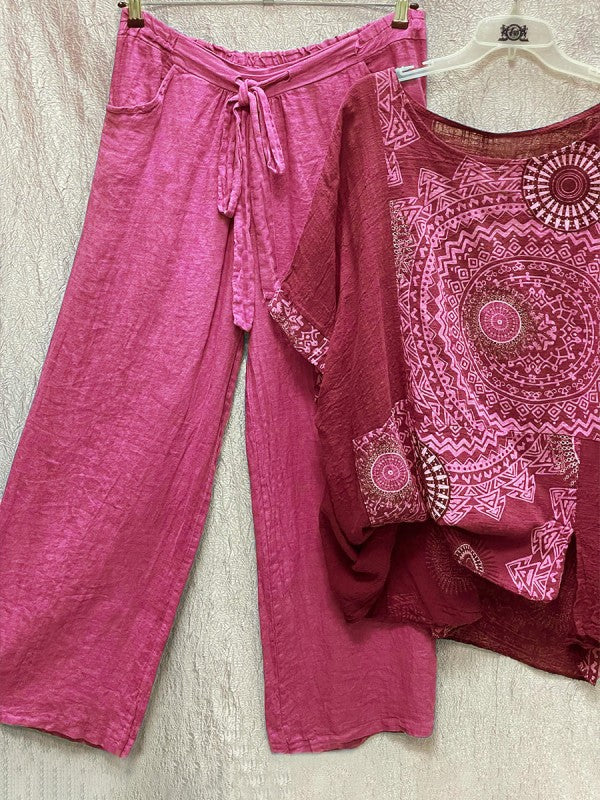 Lightweight Two-Piece Ladies Summer Set - Yara-Pink-S-The Livary