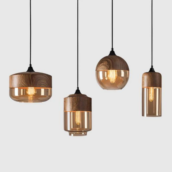 Stylish Scandinavian Wooden Ceiling Lamp - NordLuna-Type A-The Livary