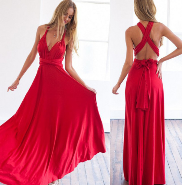 Wrap dress for women – Versatile & transformable with over 50 styling variations – Mira-Red-S-The Livary