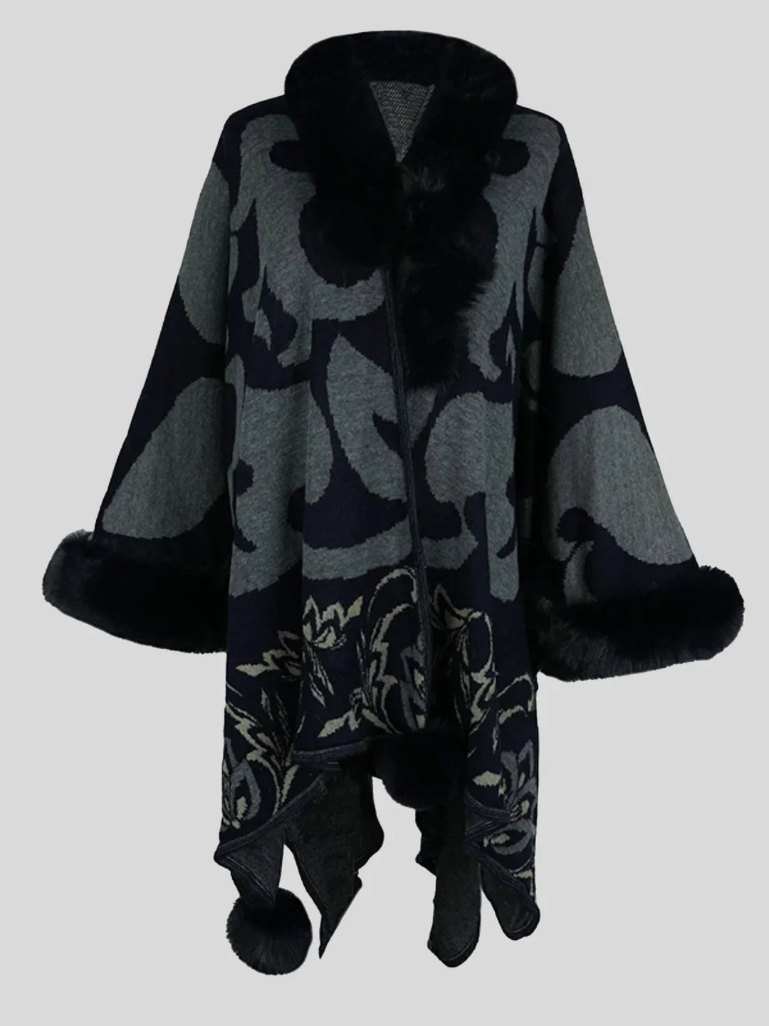 Stylish Winter Poncho for Women - Elora-Black-S-The Livary