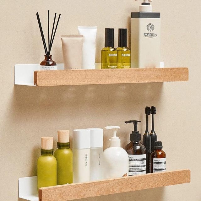 Solid Wood Bathroom Shelf – WoodaFix-Brown-S (20cm)-The Livary