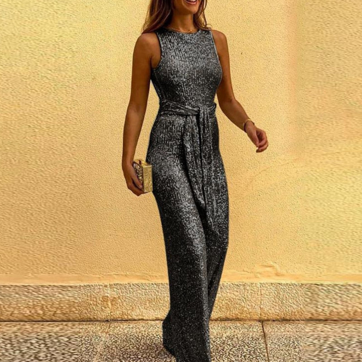 Sleeveless Party Jumpsuit for Women - Figure-Hugging & Festive - Amira-Black-S-The Livary