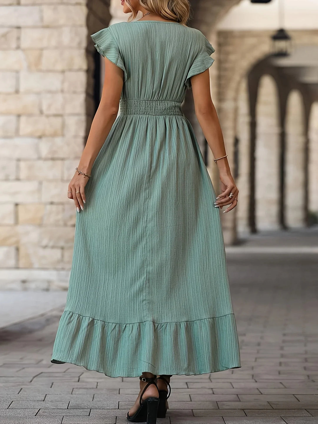 Eloise Ruches Dress | Versatile and Stylish-S-Light green-The Livary