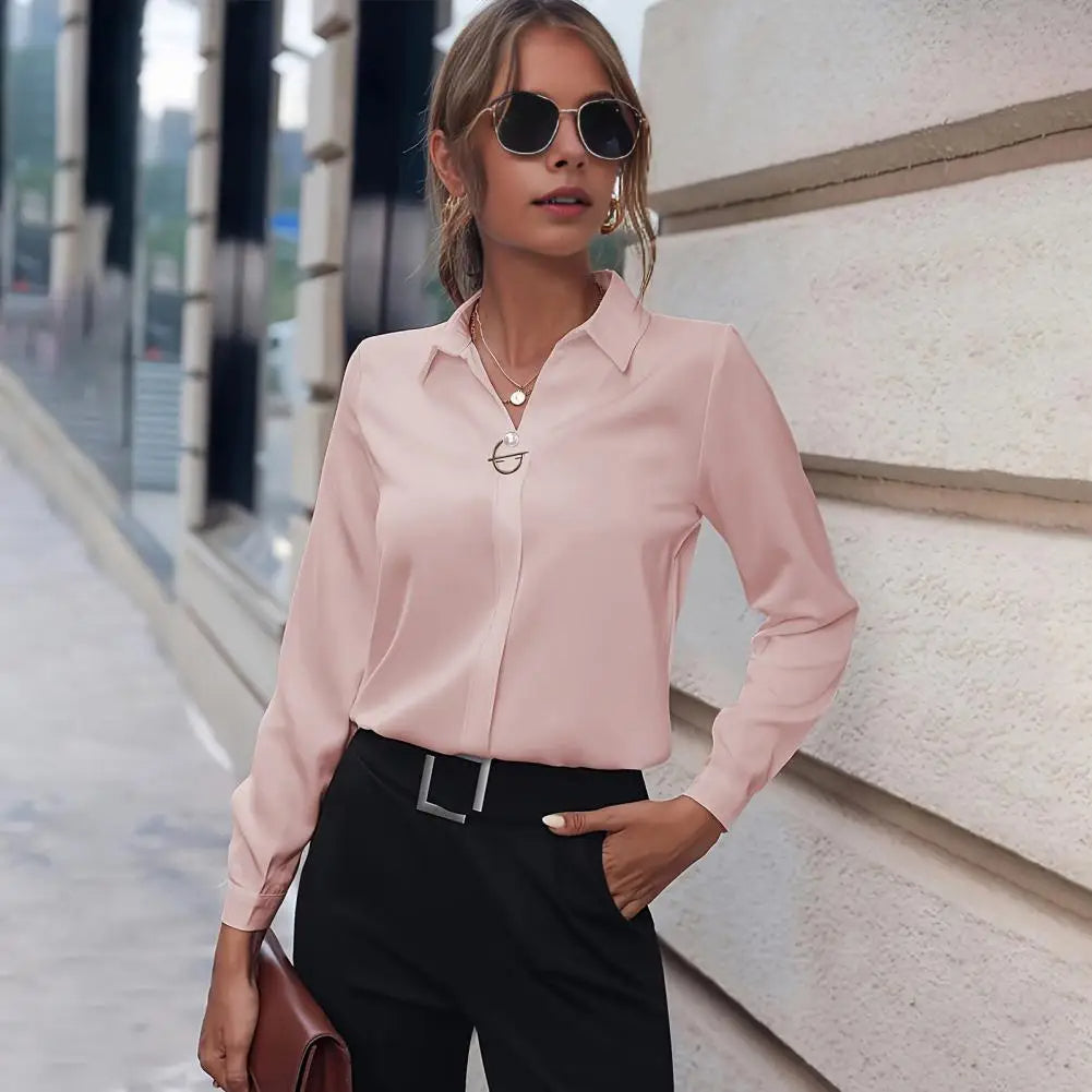 Elegant chiffon blouse for women - Amélie-Light blue-S-The Livary