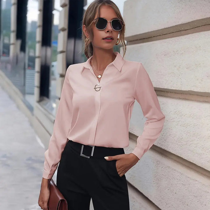 Elegant chiffon blouse for women - Amélie-Light blue-S-The Livary
