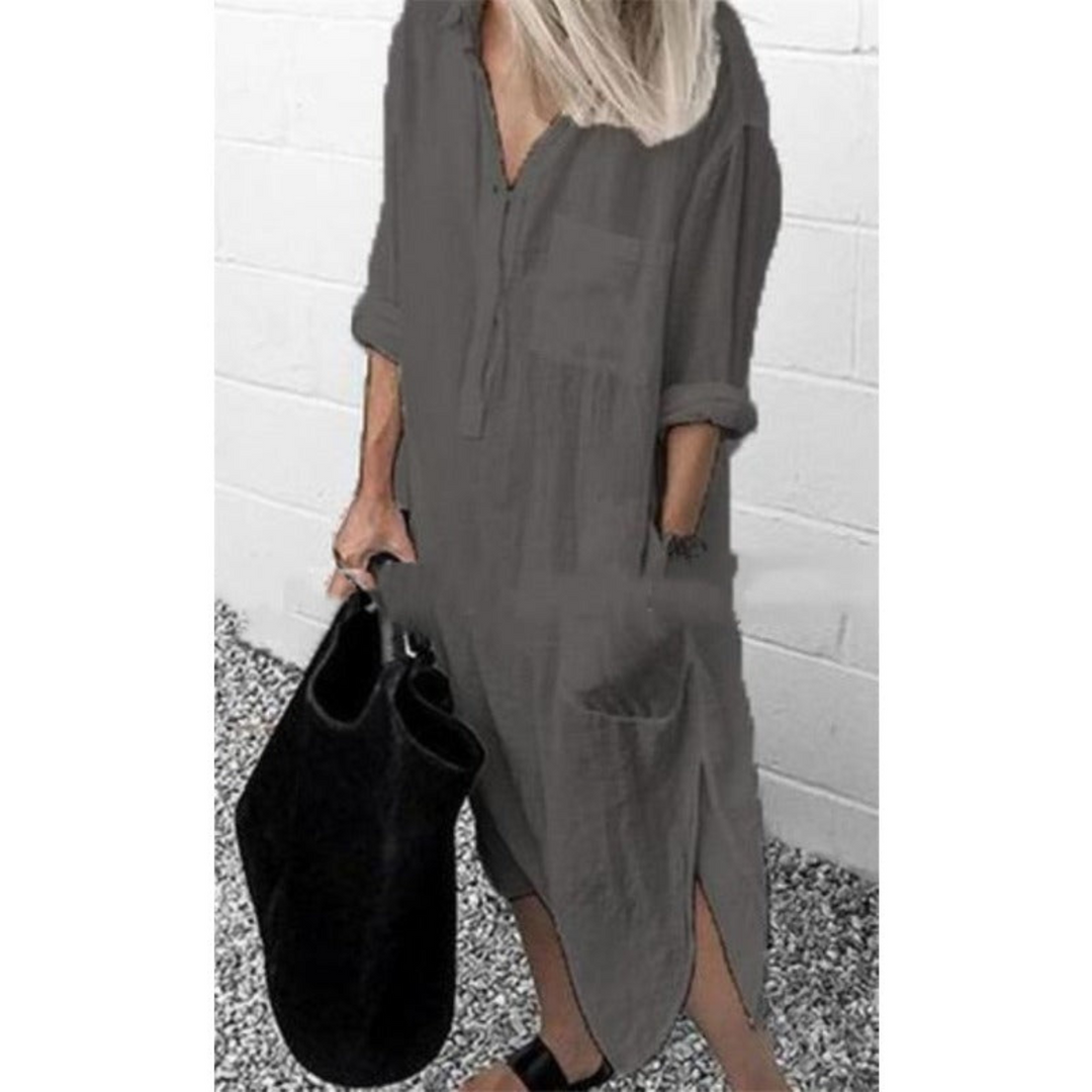 Smooth and Comfortable Long Summer Dress - Mila-Gray-S-The Livary