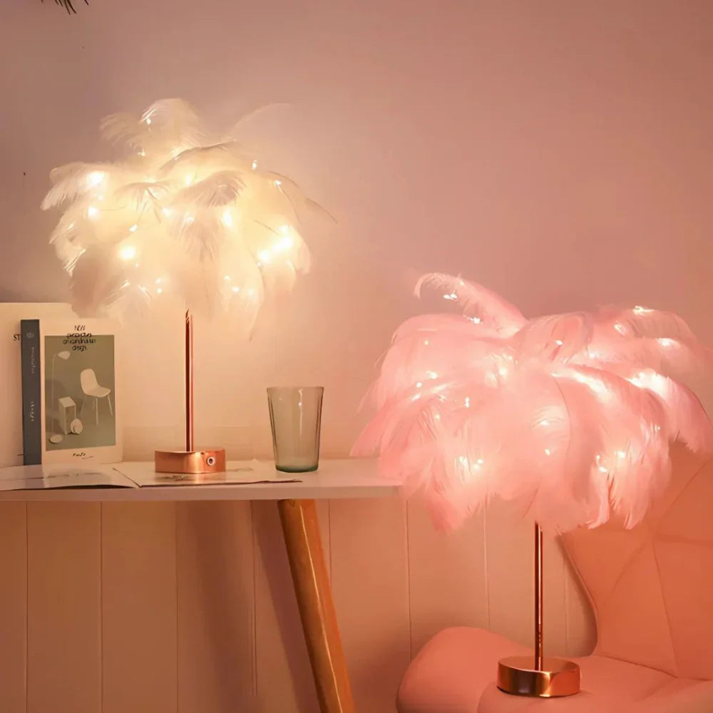 Atmospheric Veer Palm Tree Lamp - LumaPalm-White-Rose gold-The Livary