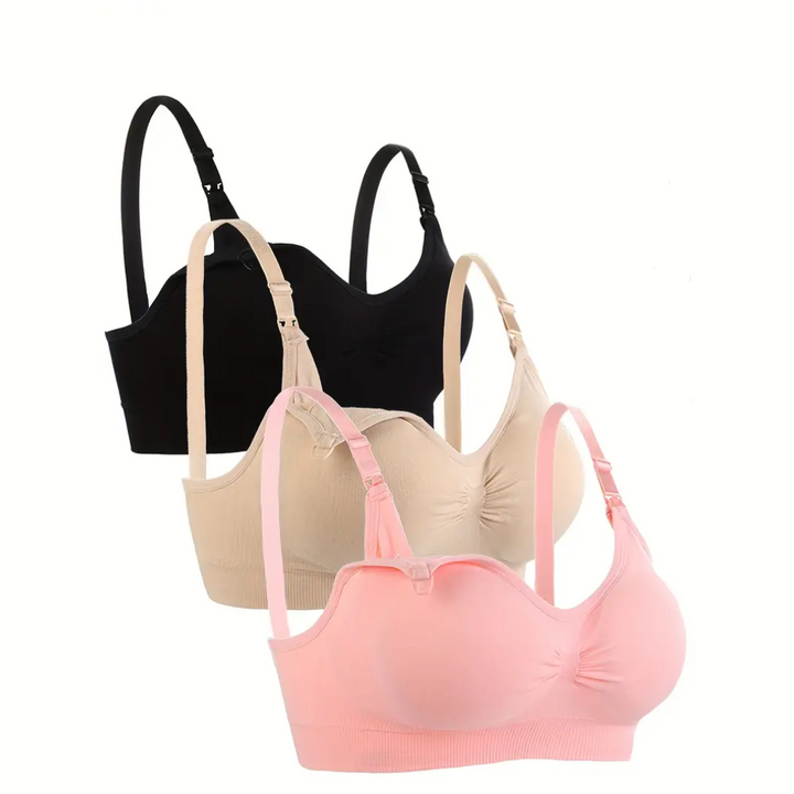Comfortable Nursing Bra (Set of 3) – NurtureFit-Black Beige Pink-M-The Livary