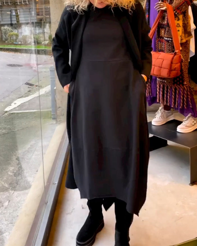 Classic Black Midi Dress - Sofia-S-The Livary