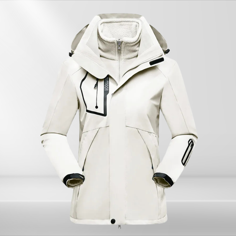3-in-1 Outdoor Jacket for Women - Romy-White-M-The Livary