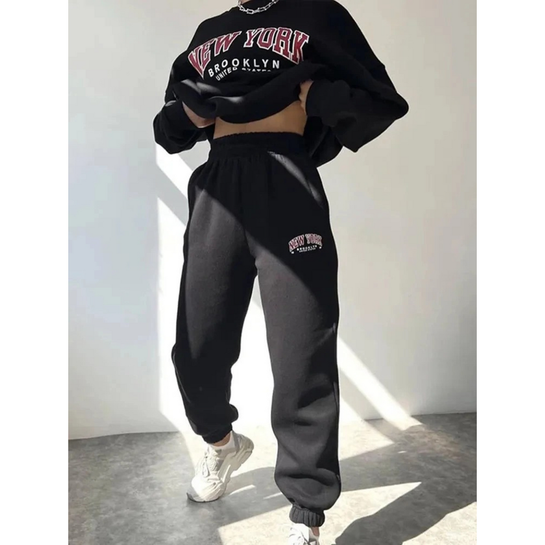 Ladies Tracksuit with Letter Print - Viva-Black-S-The Livary
