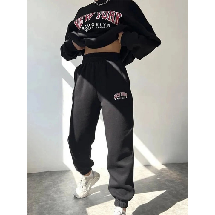 Ladies Tracksuit with Letter Print - Viva-Black-S-The Livary