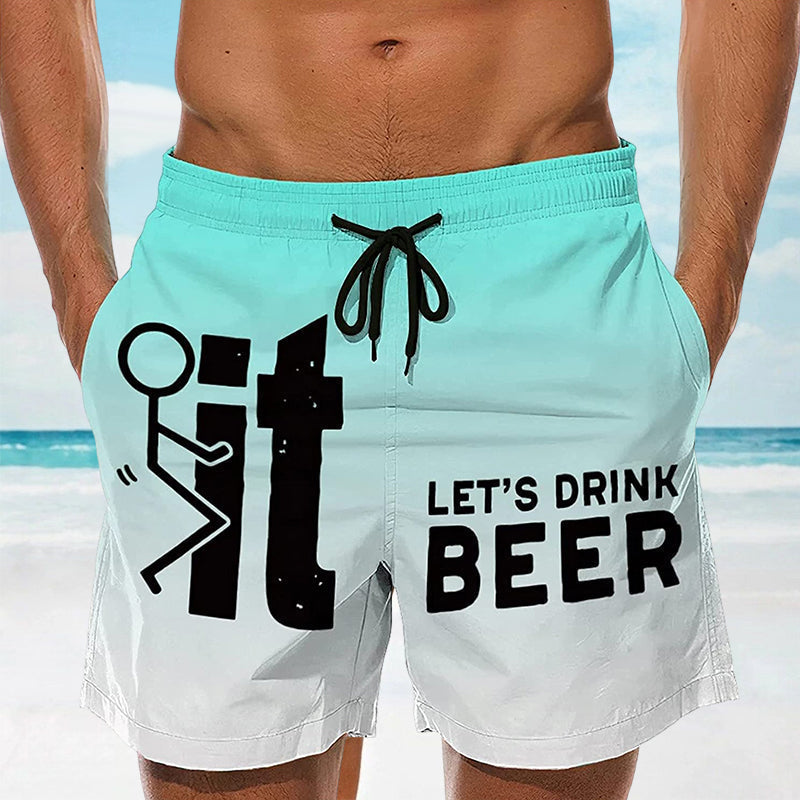 Hawaii Men's Swim Shorts with Elastic Waistband – Fabio-Blue-2XS-The Livary