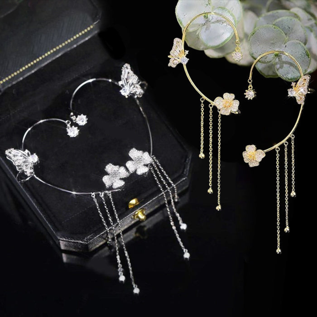 Unique Butterfly Earrings - Aurelia-Silver-Only links-The Livary