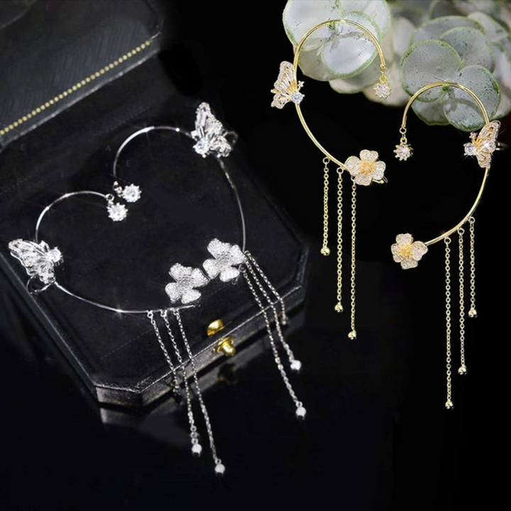 Unique Butterfly Earrings - Aurelia-Silver-Only links-The Livary