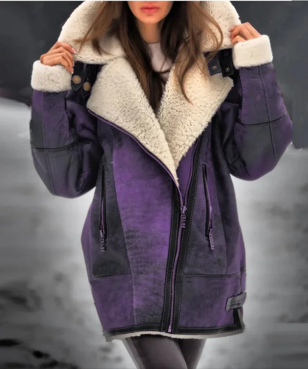 Warm Fleece Jacket for Women - Amara-Purple-S-The Livary