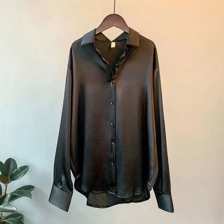 Stylish Satin Women's Blouse - Elina-Black-S-The Livary