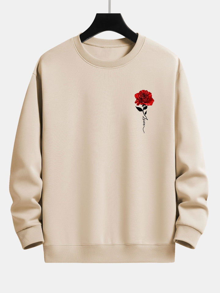 Ladies' Rose Print Sweatshirt - Amelia-Beige-S-The Livary