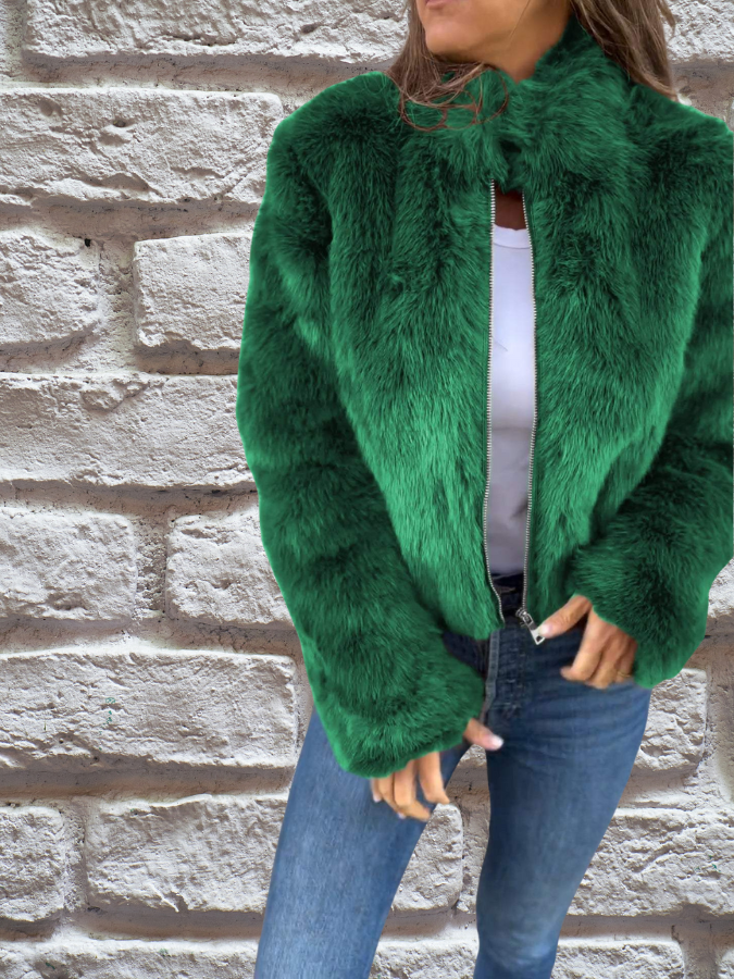 Luxury Soft Ladies Coat - Aurora-Green-S-The Livary