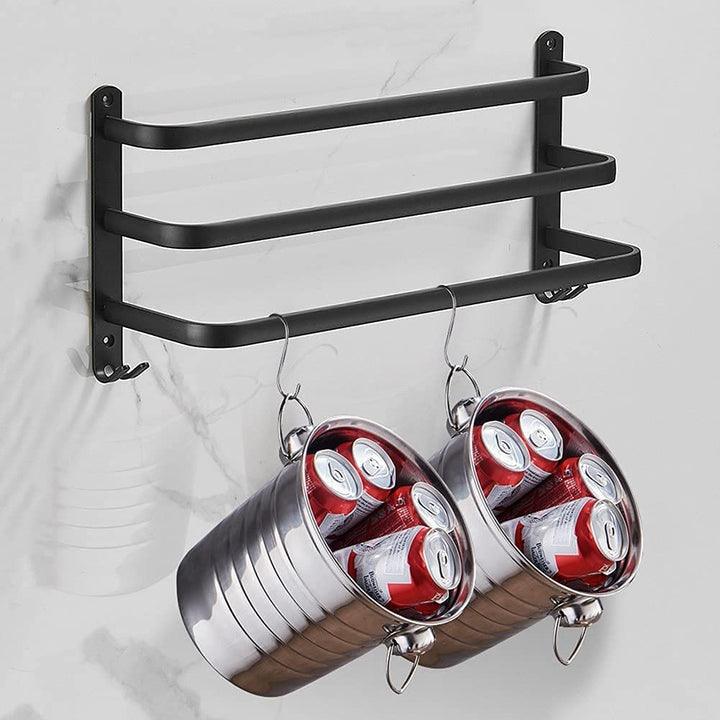 Towel Holder with Hooks - DrySpace-2 rods-40 cm-The Livary