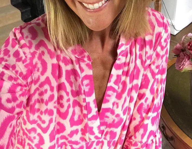 Trendy Maxi Dress with Pink Leopard Print - ChicSafari-S-The Livary