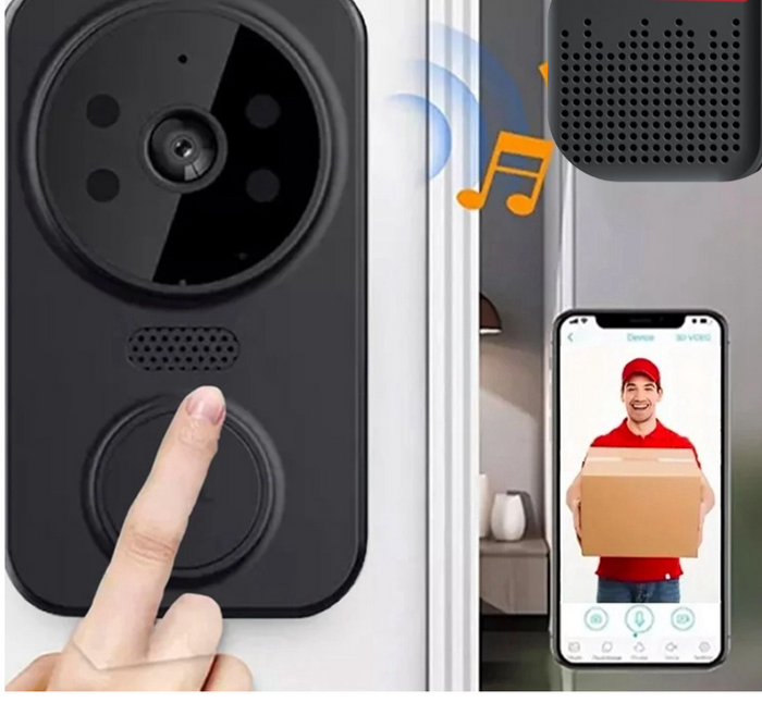 Black Smart Wi-Fi Doorbell with Camera – Noctiq-The Livary