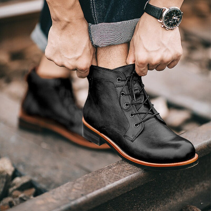 Orthopaedic Leather Men's Boots - Atlas-Black-5-The Livary